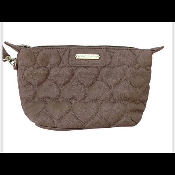 🔥RARE🔥 Betsey Johnson Brown 💕 Makeup Bag - Picture 1 of 2
